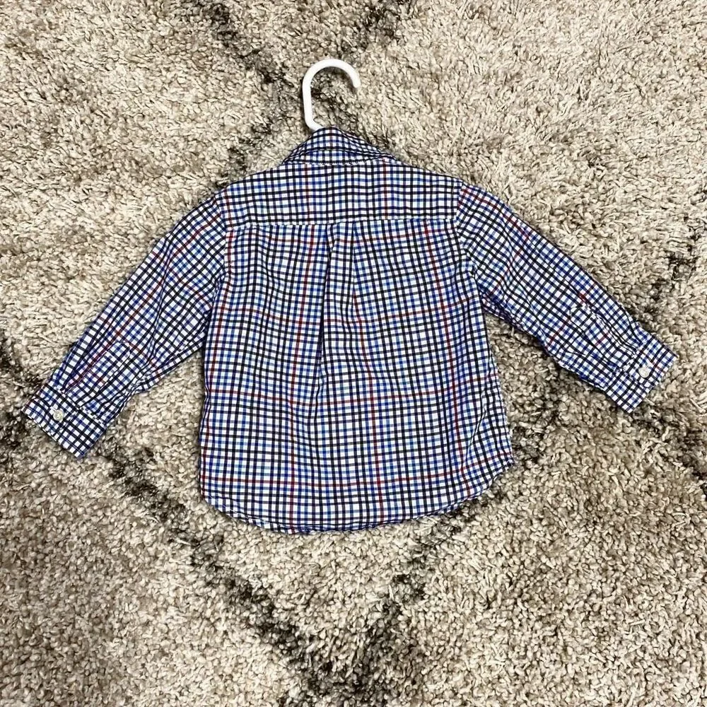 Ralph Lauren Plaid Long Sleeve Button Down Shirt Size 9 Month